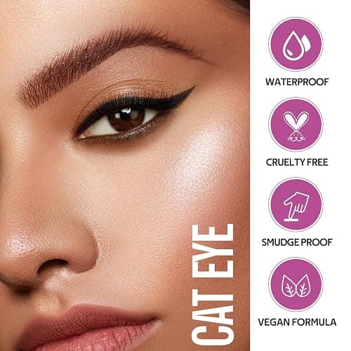 KIMUSE Winged Eyeliner Stamp, Eyeliner Pens for Perfect Wing Cat Eye Stamp Eyeliner Waterproof Smudge Proof, Long Lasting Eye Makeup Liquid Eye Liner (BLACK) thumbnail 6