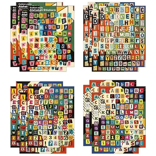 Jacone 1488Pcs Magazine Letter Stickers - 16 Sheets Colorful Alphabet Number Symbols Stickers, Waterproof DIY Decals for Bottles, Scrapbooking Supplies Journaling DIY Crafts Gift Junk Journal - Image 1
