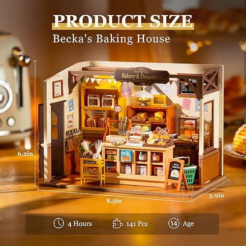 ROBOTIME Miniature House Kit DIY Mini Dollhouse with Accessories Tiny Store Making Kit with LED Light Hobby Birthday Gifts for Adults thumbnail 5