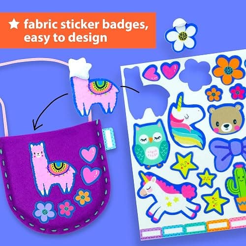 KRAFUN My First Sewing Bag Kit Arts & Crafts for Beginner Kids, 6 Easy DIY Sewing Handbag Pouch Sleeve Projects of Animal Theme, Instructions Learn to Sew & Felt Embroidery, Gift for Girls & Boys thumbnail 5