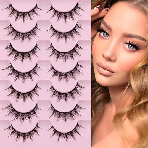 Manga Lashes Natural Look False Eyelashes Anime Lashes Mink Wispy Fluffy Spiky 3D Volume Eyelashes Pack Korean Japanese Asian Cosplay Fake Eyelashes Look Like Individual Cluster 7 Pairs by EYDEVRO thumbnail 7