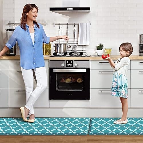 KMAT Kitchen Mat [2 PCS] Cushioned Anti-Fatigue Kitchen Rug, Waterproof Non-Slip Kitchen Mats and Rugs Heavy Duty PVC Ergonomic Comfort Foam Rug for Kitchen, Floor Home, Office, Sink, Laundry,Grey - 17.3 x 47 "+ 17.3 x 29 "--0.40inch - Grey thumbnail 7