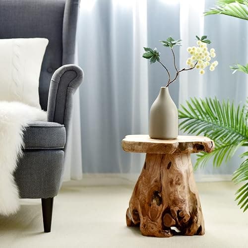 WELLAND Natural Cedar Stump Stool, Live Edge Mushroom Side Table, 14" H | Handcrafted from solid cedar with a live edge top and natural tree stump base thumbnail 5