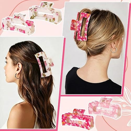 laxizar 4 Pcs Hair Clips 4.1 Inch Claw Cips Floral Hair Accessories thumbnail 6