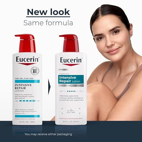 Eucerin Intensive Repair Body Lotion with Urea, AHA and NMF, 16.9 FL OZ | Body Lotion for Dry, Flaky Skin, Enriched with Urea, AHA and NMF, Moisturizes, Gently Exfoliates and Smooths, Fragrance Free thumbnail 2