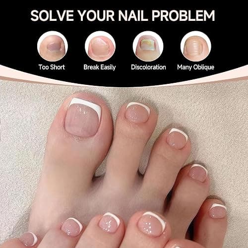 UNA GELLA Toe Nail Tips Full Cover, 216 Pcs Square Round Toe Nail Press Ons Clear Pre-Shape Gel Toe Nail Tips Double Matte Acrylic Fake Toenails Extensions DIY Home Nail Salon for Women, 15 Sizes thumbnail 3
