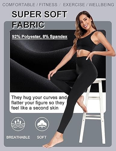 FULLSOFT Soft Leggings for Women - High Waisted Tummy Control No See Through Workout Yoga Pants - S-black(fashion Ripped) - Large-X-Large thumbnail 3