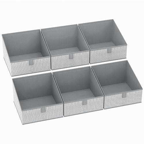 DIMJ Closet Storage Bins 6 Pack - Fabric Storage Baskets for Shelves, Collapsible Clothes Organizer, Trapezoid Shelf Organization Storage Cubes for Purse, Toys, Books, Towel, Clothes, Gray - Image 1