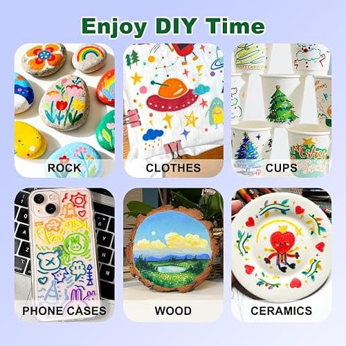 DEYONI 24 Colors Acrylic Paint Markers, Dual Tip Acrylic Paint Pens Markers for Rock, Fabric, Wood, Glass, Craft, Decoration, Adult DIY Crafts Art Supplies thumbnail 5