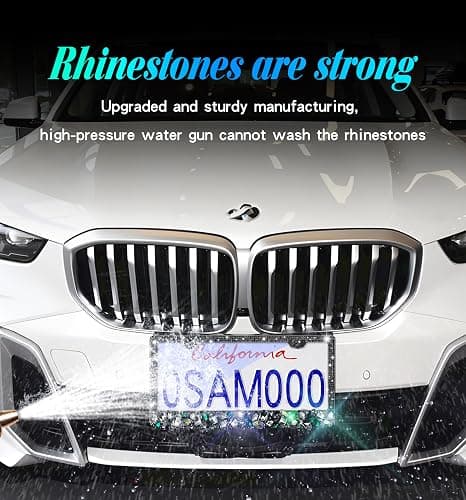 Murimt Black Rhinestone License Plate Frames 2 Pack Bling Sparkly License Plate Frame Holder Cover Custom Personalized Bedazzled License Plate Frame for Women - High End Gift Box Packaging thumbnail 5