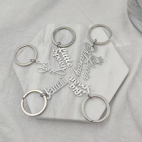 SHRDV Personalized Name Keychain Custom Stainless Steel Letters Pendant as Special Christmas Gift for Women Girls - Gold thumbnail 2