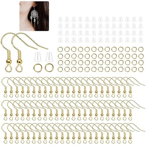 600Pcs Hypoallergenic Earring Hooks, Gold Earring Making Kit, with Earring Backs and Jump Rings for Jewelry Making (Gold) - Image 1