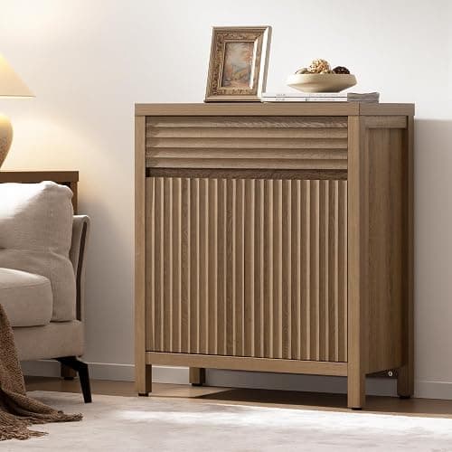 SICOTAS Fluted Buffet Cabinet with Storage - 87" Large Sideboard Modern Storage Cabinet Accent Coffee Bar Console Table with Drawers & Adjustable Shelves for Kitchen Living Room Entryway, Caramel Oak thumbnail 9