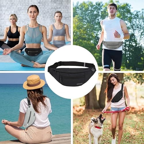 MAXTOP Large Crossbody Fanny Pack with 4-Zipper Pockets,Gifts for Enjoy Sports Festival Workout Traveling Running Casual Hands-Free Wallets Waist Pack Phone Bag Carrying All Phones thumbnail 4