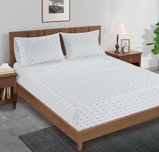 Lane Linen 100% Organic Cotton Pillow Cases Standard Size Set of 2 (20"x26") - Cotton Pillowcases Standard Size - Soft Standard Pillow Cases Set of 2 - Standard Pillow Case Pack of 2 - Black Polka Dot thumbnail 4