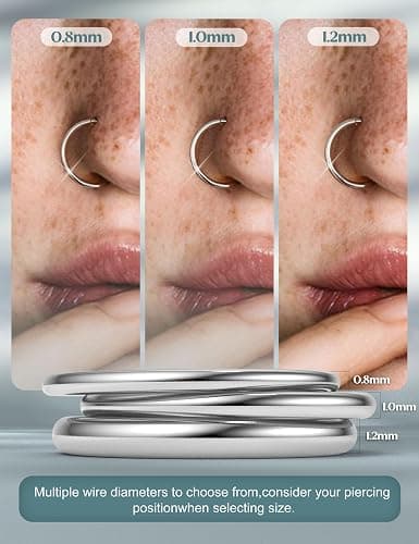 MILACOLATO G23 Titanium Nose Rings Hoops 16G 18G 20G Septum Rings Hinged Clicker Opal CZ Double Hoop Nose Ring Cartilage Conch Rook Daith Helix Nostril Piercing Jewelry for Women Men thumbnail 4