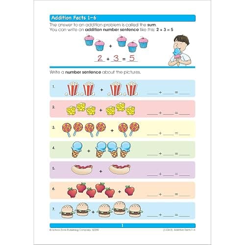 School Zone Addition & Subtraction Workbook: 64 Pages, 1st Grade, 2nd Grade, Elementary Math, Sums, Differences, Place Value, Regrouping, Fact Tables, Ages 6-8 (I Know It! Book Series) thumbnail 2