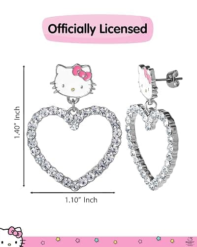 Sanrio Hello Kitty Jewelry Dangle and Hoop Earrings for Women, Fashion Hello Kitty Earrings with Crystals or Enamel Plating thumbnail 5