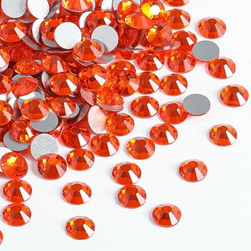 Beadsland 144 Pieces Flat Back Crystal Rhinestones Round Gems, Orange, SS40, 8.4-8.7mm thumbnail 2