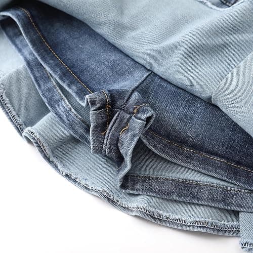 Flofallzique Little Girl's Denim Skirts Mini Flared Pleated Toddler Jean Skorts with Shorts Underneath thumbnail 5