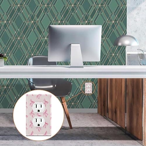 Blueangle Pink Bow Duplex Outlets Wall Plate, Standard Size 1-Gang Electrical Outlet Cover Plates for Home Office Bedroom Decorator 4.53 x 2.76 Inch thumbnail 6