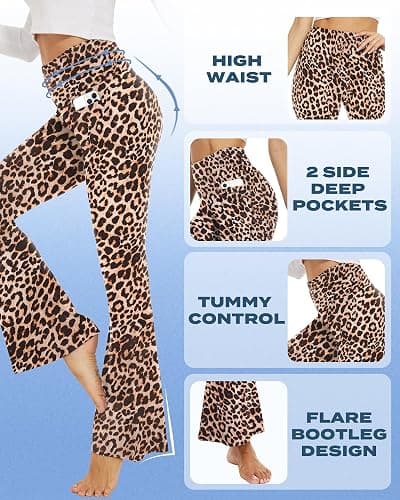 Sundwudu Black Flare Yoga Pants for Women-High Waist Flare Leggings Workout | Soft,Breathable,Comfortable,Tall & Long Bootleg Pants,4-Way Stretch,Tummy Control,Gym Clothes,Workout,Casual thumbnail 3