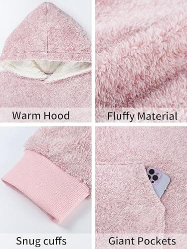 PJGGZ Snuggy Hooded Blanket for Adult, Wearable Blanket Hoodies for Women & Men Warm Cozy Sherpa Sweatshirt with Giant Pocket thumbnail 5