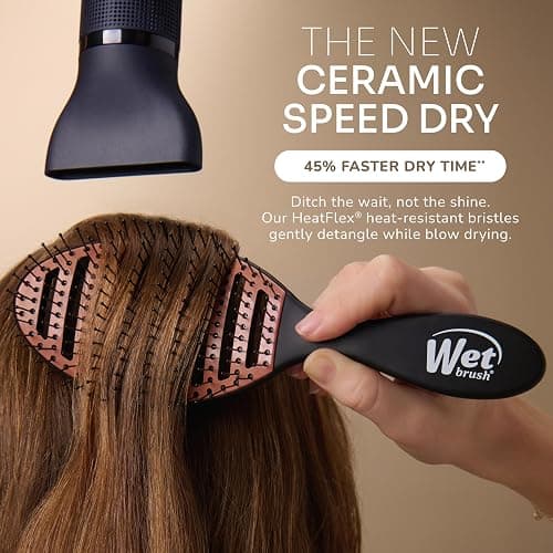 Wet Brush Ceramic Speed Dry Hair Brush, Black - Vented Design & Soft HeatFlex Bristles for Blow-Dry Safe Styling - Ergonomic Handle for Pain-Free Detangling - Hair Accessories for All Hair Types thumbnail 3