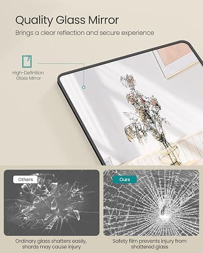 SONGMICS Full Length Mirror, 160 x 50 cm, Rectangle Full Body Mirror with Stand, Aluminium Alloy Frame Floor Mirror, Tempered Glass, for Bedroom, Living Room, Cloakroom, Ink Black LFM030B01 thumbnail 5