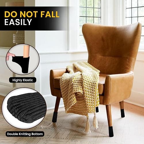 16/24/32 Pcs Black Chair Leg Socks – Premium Furniture Protectors for Hardwood Floors, Non-Slip & High Elastic Fit, Easy-to-Install Bar Stool Covers & Floor Pads thumbnail 4