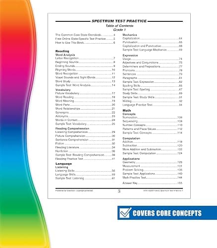 Spectrum Grade 1 Test Practice Workbooks, Ages 6 to 7, 1st Grade Test Practice Workbook, Math, Language Arts, Reading Comprehension, Vocabulary, and Writing, Standardized Test Practice - 160 Pages thumbnail 3