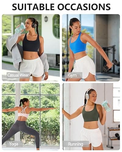 Sports Bras for Women, Criss-Cross Back Padded Medium Support Sports Bra Strappy Medium Impact Workout Yoga Bra thumbnail 6