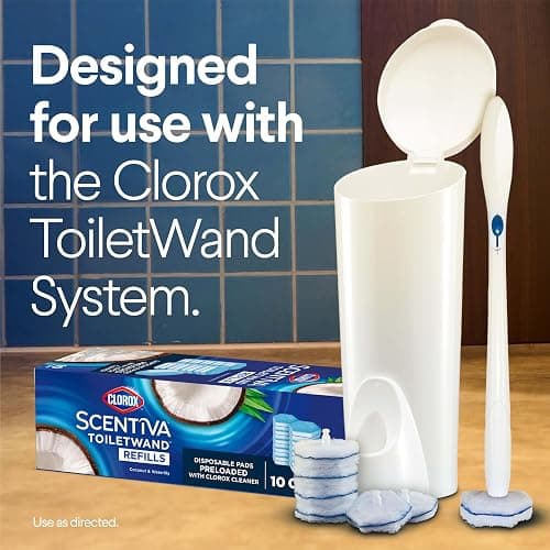 CLOROX Scentiva ToiletWand Toilet Cleaner Refills, Toilet brush, Coconut and Waterlily, 10 Count thumbnail 7