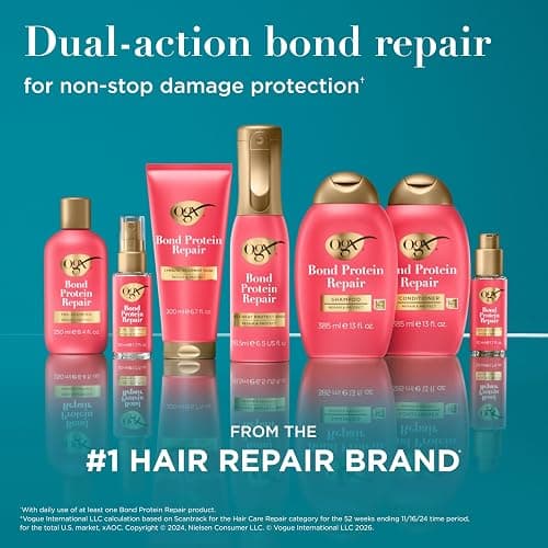 OGX Repair & Protect Bond Protein Repair Pre-Shampoo, Pre-Shampoo Treatment, Formulated without Para-bens, Sulfate-Free Surfactants, 8.4 fl. oz thumbnail 7