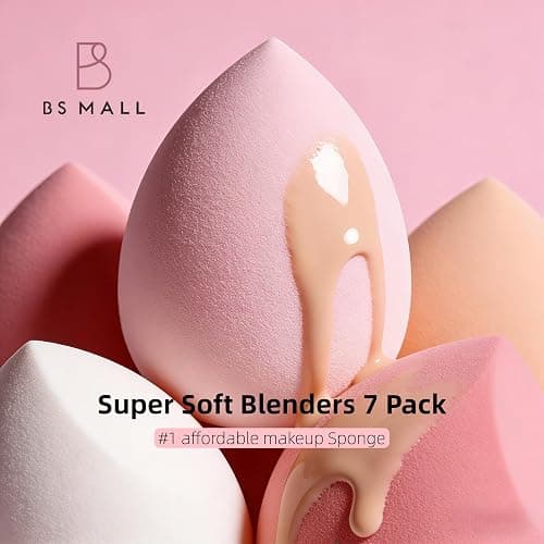 Makeup Sponge Set BS-MALL with Storage Case 7 Pcs for Liquid, Cream, and Powder,SAVE Foundation with 1 Mini Makeup Sponge For Travel Daily Use (A-Pink） thumbnail 2