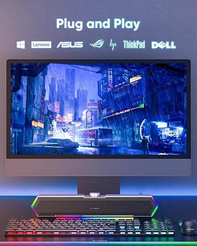 LENRUE G11 Computer Speakers for Desktop, Touch Lights PC Speakers with Surge Clear Sound, USB C/USB Powered for Computer Desktop PC Laptop Monitor thumbnail 5