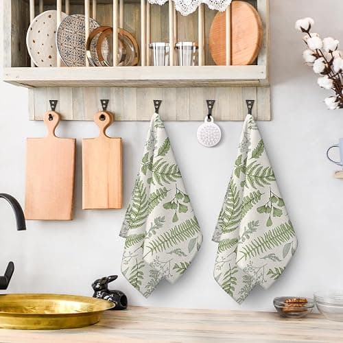 Wovoto Cute Botanic Dish Towels for Drying Dishes, Absorbent Decorative Sage Green Herbs Leaves Kitchen Towels,Hand & Tea Tewel for Kitchen Baking Bar Spring Summer Decor thumbnail 2