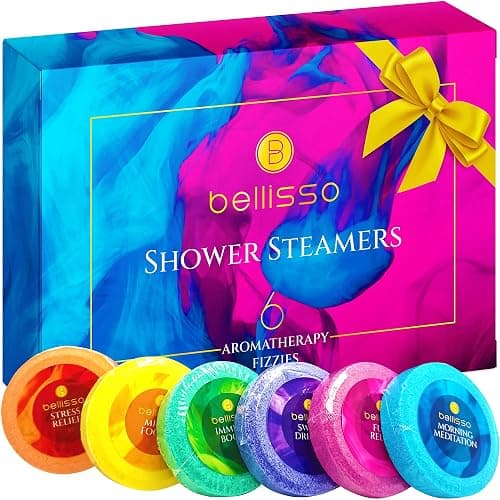 Aromatherapy Shower Steamers Gift Set, Six Fizzies - Uplifting, Relaxing, Stress Relief Scents for Women and Men - Self Care Home Spa Experience - Christmas Day Stocking Stuffers and Relaxation Gifts - Image 1