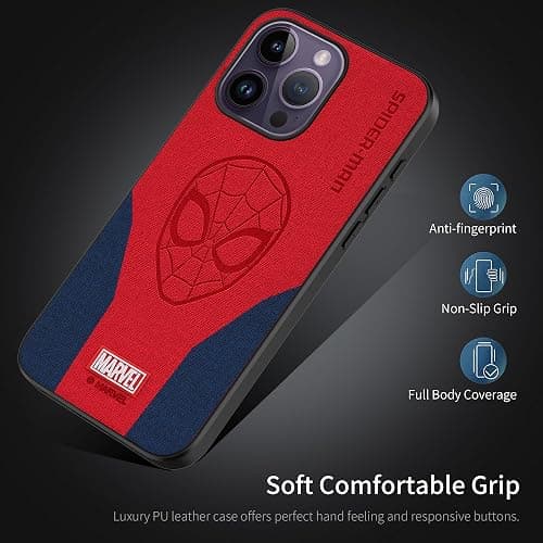 IRON SPIDER Case for iPhone 15 with Superhero Character Compatible iPhone 15 Leather Case RED+Blue (Spider) thumbnail 6