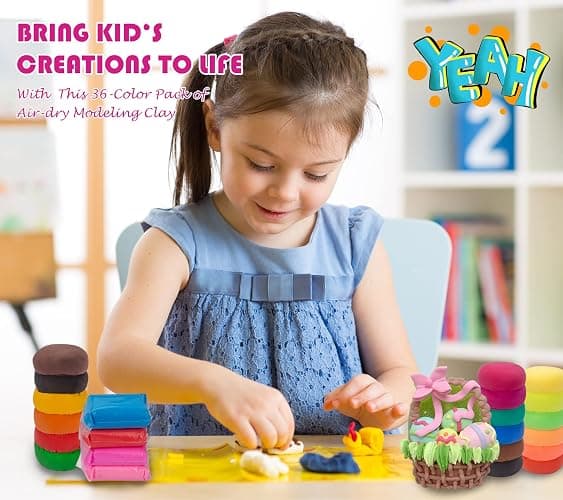 Air Dry Clay, 36 Colors Modeling Clay Kit with 3 Sculpting Tools, Magic Foam Clay for Kids and Adults, DIY Molding Clay Gift for Boys and Girls thumbnail 7