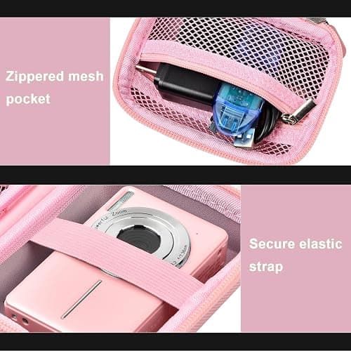 ALKOO Digital Camera Case for CAMKORY, Camera Pouch for KODAK Pixpro -Pink | for Lecran/for VAHOIALD Point and Shoot Camera, Hard Carrying Case with Mesh Pocket, Compact for Vlogging, Travel and Storage thumbnail 7