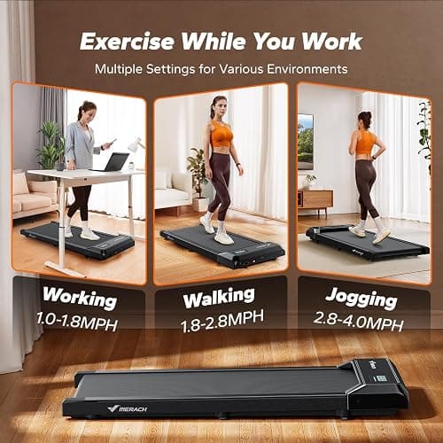 MERACH Walking Pad, Under Desk Treadmill, Portable Mini Treadmills for Home, Seamless One-Piece Molding Design, 265LBS Walkpad with Remote Control, APP, LED Display thumbnail 6