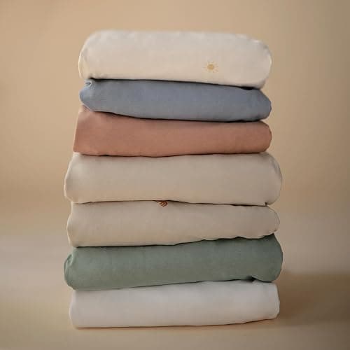 mushie Stretchy & Soft Bassinet Crib Sheet | Fitted 16" x 30" (Fog) - Fog thumbnail 6