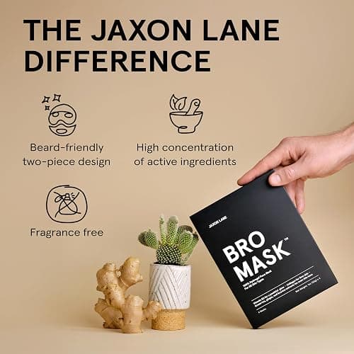 JAXON LANE BRO MASK Premium Korean Face Mask for Men (4 Pack) - Anti Aging Sheet Masks w/Hydrogel, Vitamin C, Hydrolyzed Collagen, & Hyaluronic Acid - Perfect Skin Care Stocking Stuffers for Men thumbnail 4
