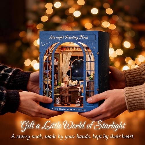 Dolphin Island DIY Book Nook Kit for Adults, 3D Wooden Puzzle Booknook Miniature House Kit (Starlight Reading Nook) thumbnail 2