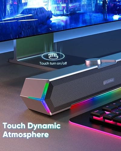 LENRUE G11 Computer Speakers for Desktop, Touch Lights PC Speakers with Surge Clear Sound, USB C/USB Powered for Computer Desktop PC Laptop Monitor thumbnail 3