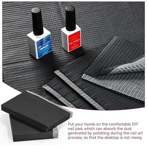 Makartt Disposable Nail Mats: 20 Pcs Foldable 3 Ply Waterproof Nail Art Table Mats, 13 x 18 in Absorbent Manicure Desk Pads for Salon Manicure Tattoo, Black thumbnail 7