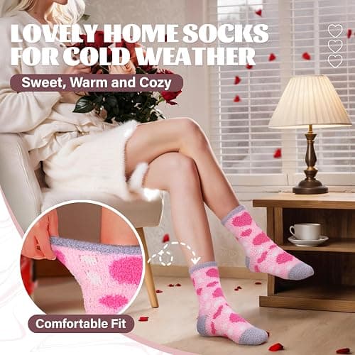 Anlisim Fuzzy Socks for Women, Soft Comfy Cozy Fluffy Thick Winter Warm Fleece Slipper Socks thumbnail 2