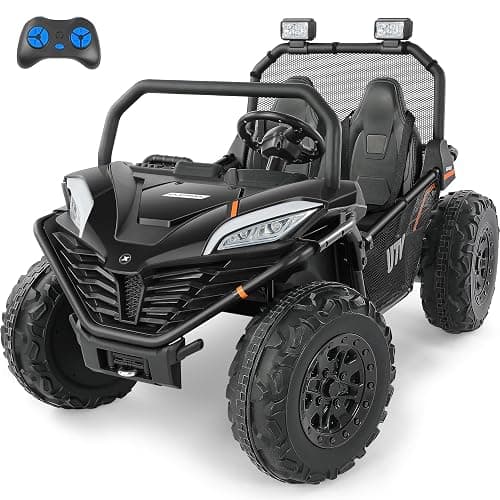 ELEMARA 2 Seater Ride On Car for Kids Gift,12V 10AH Electric Off-Road Truck,4MPH Large Car,Side by Side Vehicle Max 140lbs with Remote Control,LED Light,Bluetooth,3 Speeds,2 Spring Suspension,Black - Image 1