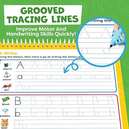 Magic Grooved Writing Practice for Kids - Grooved Handwriting Practice for Kids 5-7 8-10 Magic Copybooks - Tracing Books for Ages 3-5 - Preschool Learning Activities, 3 Year Old Boy Gift thumbnail 7
